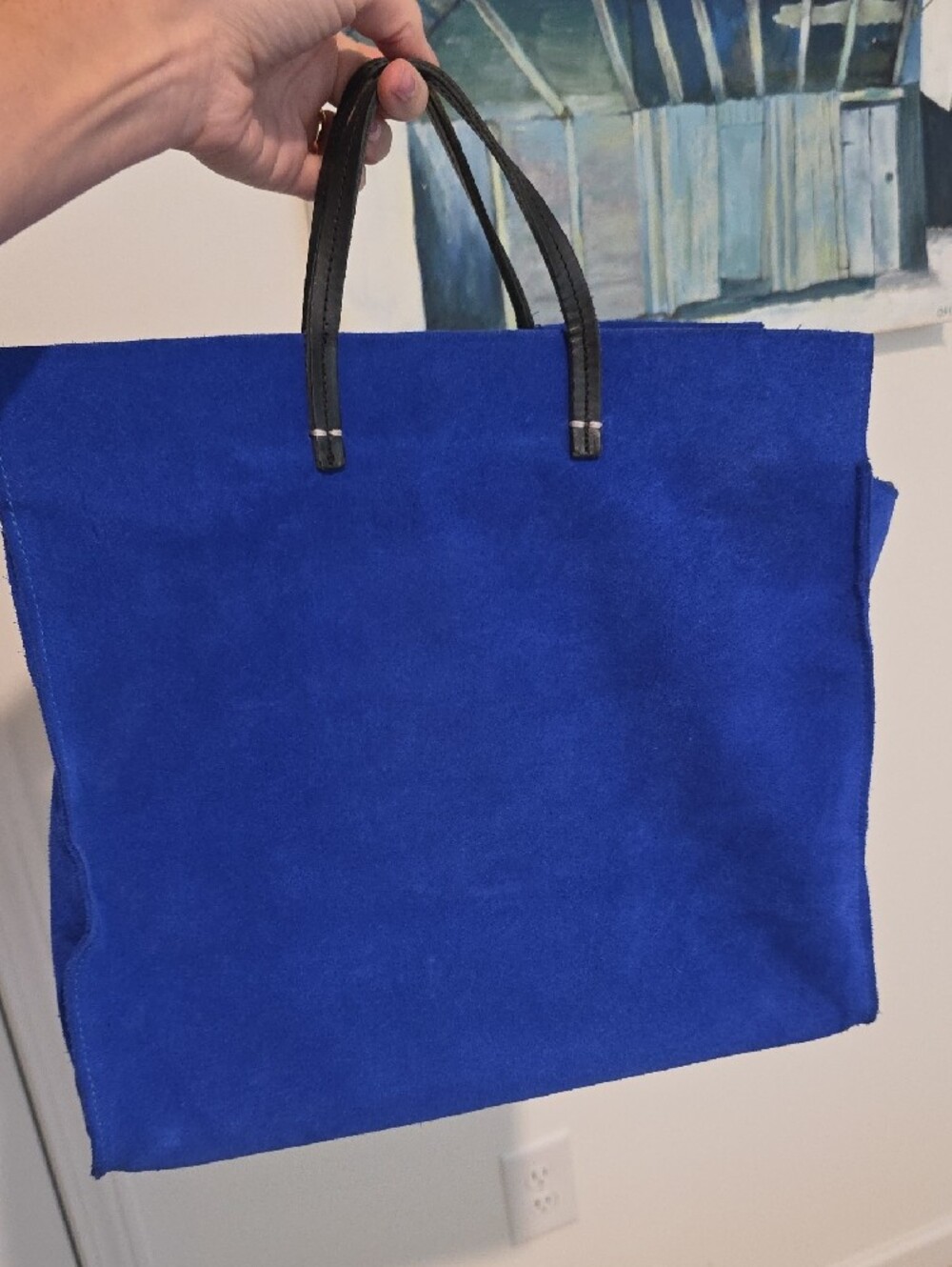 Clare V. Simple Tote In Blue Suede - Picture 3 of 9